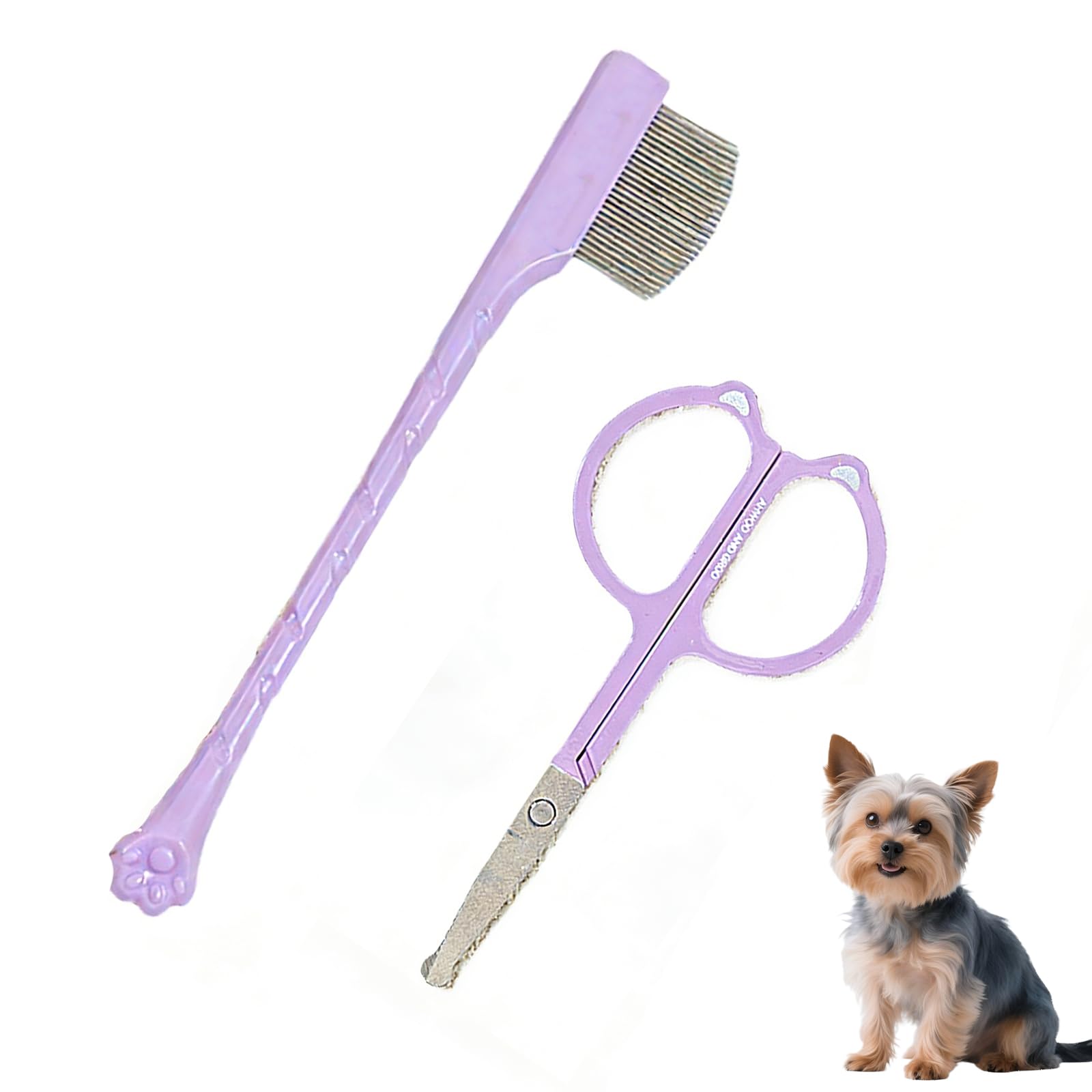 2 Pack Stainless Steel Dog Eye Comb - Small Design for Pet Facial & Paw Grooming, Round-Tip Arc Teeth, ABS Handle, Puppy Flea Brush, Fit Yorkie, Shih Tzu, Maltese, Maltipoo, Pomeranian, Cat