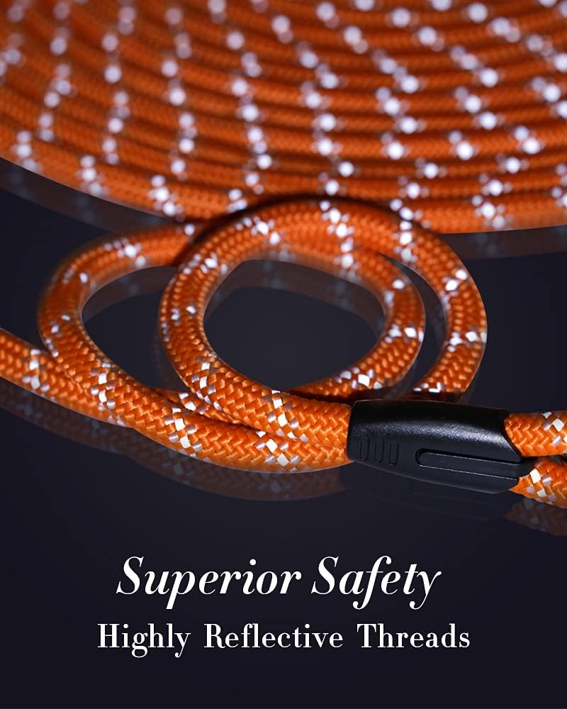 (2 Pack) Long Dog Leash for Dog Training 16FT/20FT/30FT/50FT, Reflective Heavy Duty Dog Lead for Large Medium Small Dogs Outside Walking, Playing, Camping, or Yard,Orange&Pink 30FT