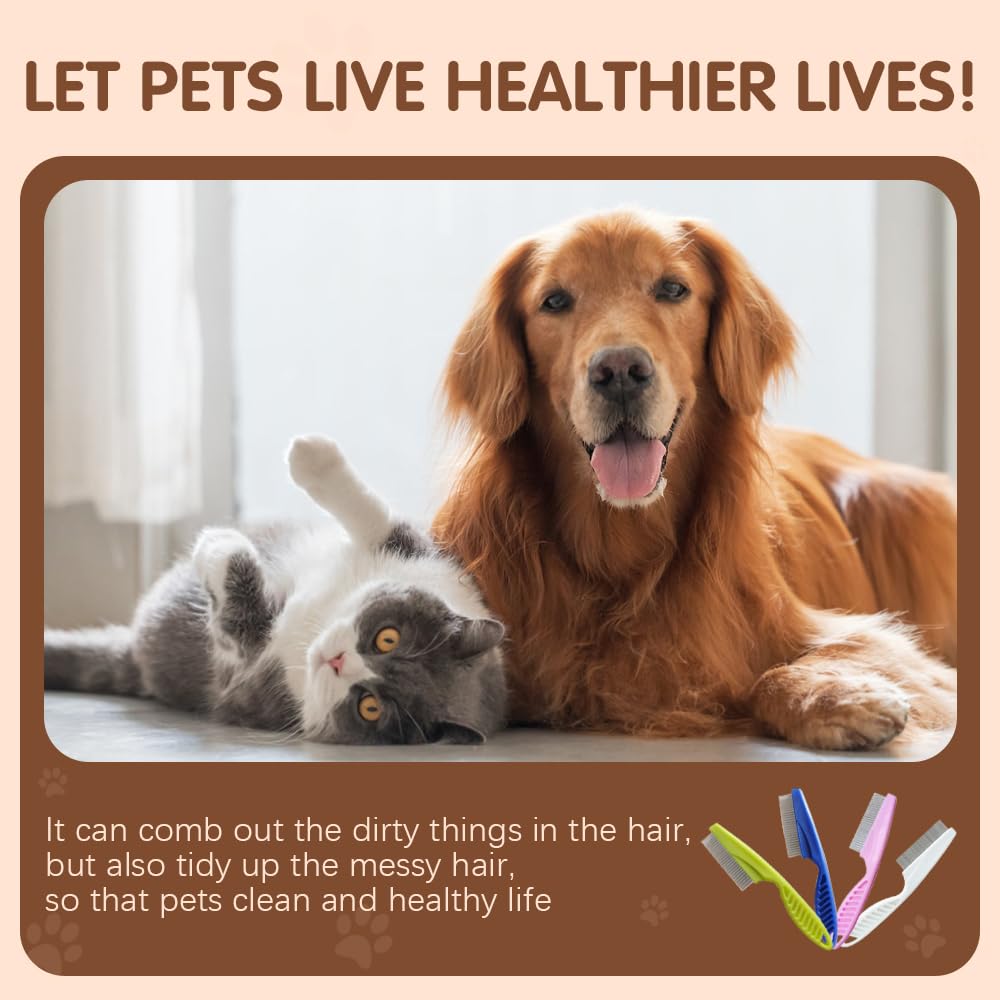 2 Pack Multifunctional Pet Comb, Upgrade Pet Grooming Brush Magic Tear Stain Removal Fine Tooth Stainless Massage Comb Kit for Puppies and Dogs (Blue)