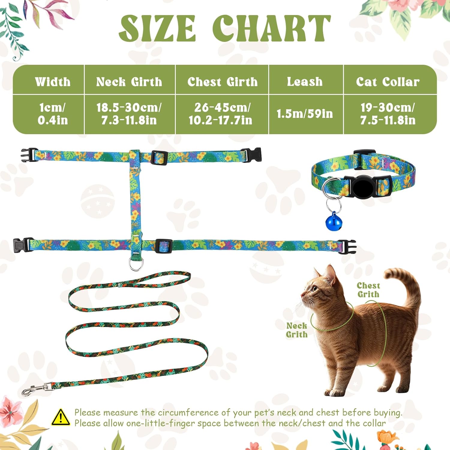 2 Pack Cat Harness and Leash Set - Escape Proof Adjustable Cat Harness, Outdoor Travel Harness for Cats & Kittens