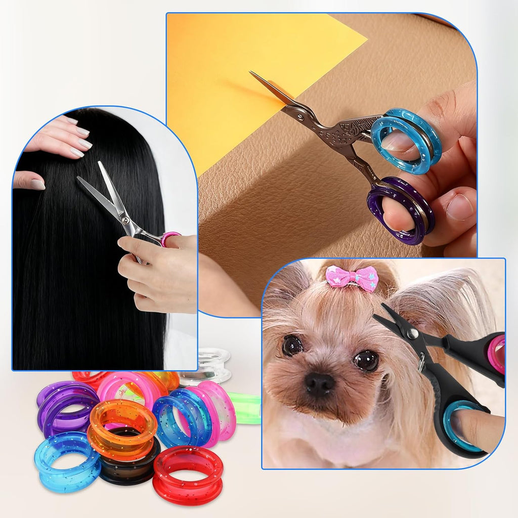 16 Pcs Silicone Scissor Finger Rings, Thumb Insert Protection Grips for Pet Grooming Scissors, Barber hair Grips for Dog Hair Cutting barber barber grips for finger gripper