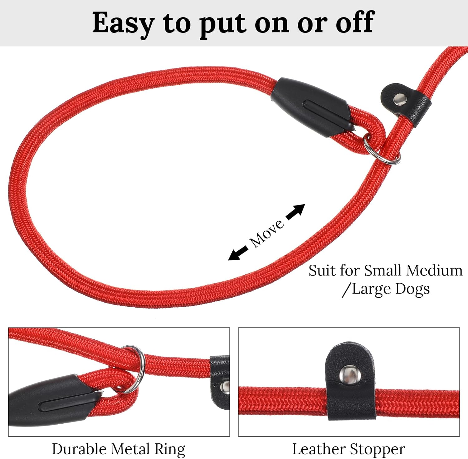 18PCS Dog Slip Lead Adjustable Nylon Leads 6 Colors Easy On/Off No-Pull Slip Leash for Dogs Slips Leads Dog Rope Leash for Walking & Training-4.5FT