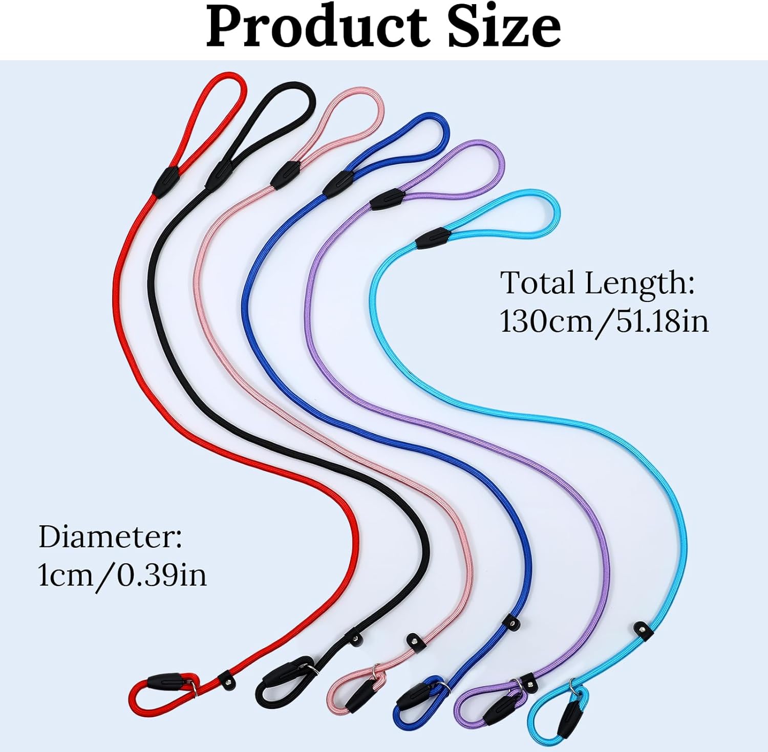 18PCS Dog Slip Lead Adjustable Nylon Leads 6 Colors Easy On/Off No-Pull Slip Leash for Dogs Slips Leads Dog Rope Leash for Walking & Training-4.5FT