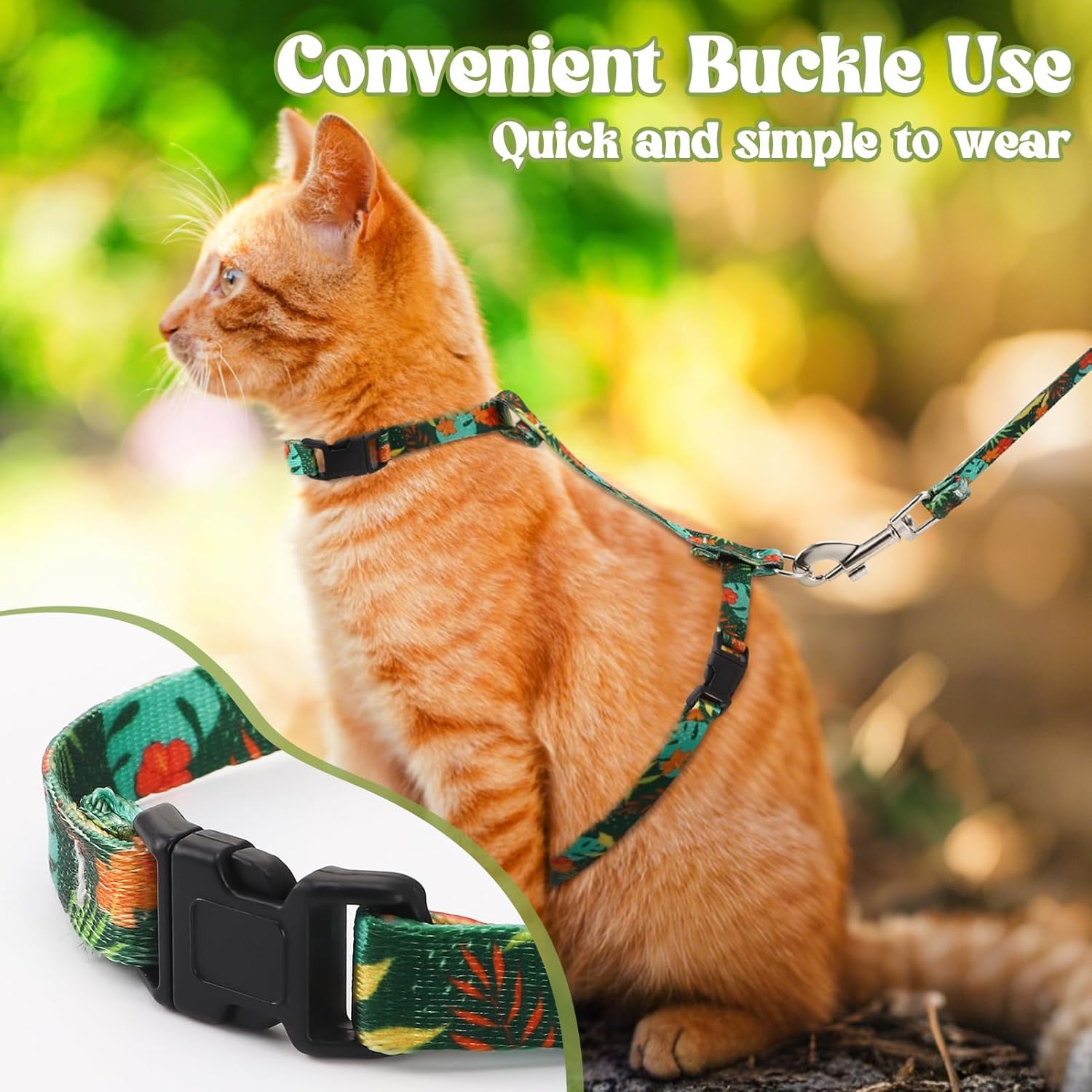 2 Pack Cat Harness and Leash Set - Escape Proof Adjustable Cat Harness, Outdoor Travel Harness for Cats & Kittens