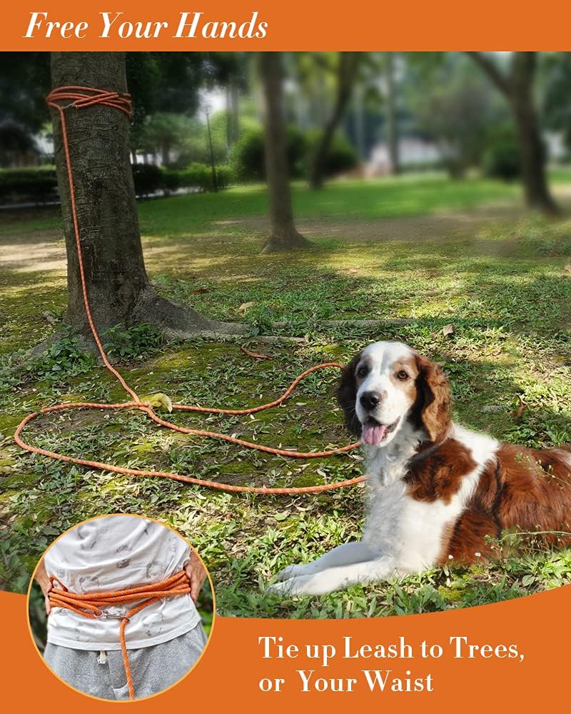 (2 Pack) Long Dog Leash for Dog Training 16FT/20FT/30FT/50FT, Reflective Heavy Duty Dog Lead for Large Medium Small Dogs Outside Walking, Playing, Camping, or Yard,Orange&Pink 30FT