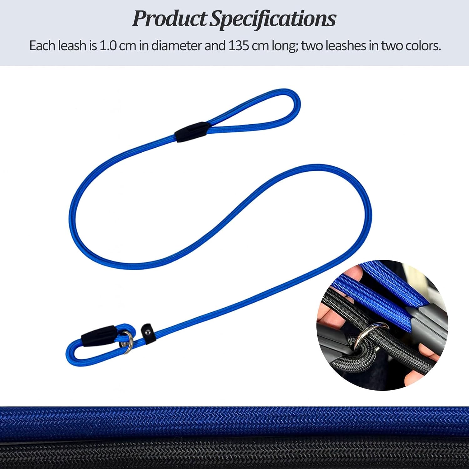 2-Pack Adjustable Nylon Slip Dog Lead – Collar-and-Leash Integrated Design for Training (Black/Blue)