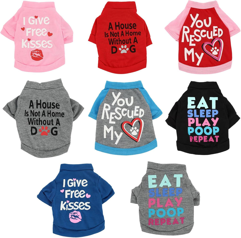 8 PCS Chihuahua Clothes, Dog Clothes for Small Dogs, Pet Clothing Comfortable, Breathable XSmall Dog Clothing for Chihuahua, Yorkie, Teacup XS
