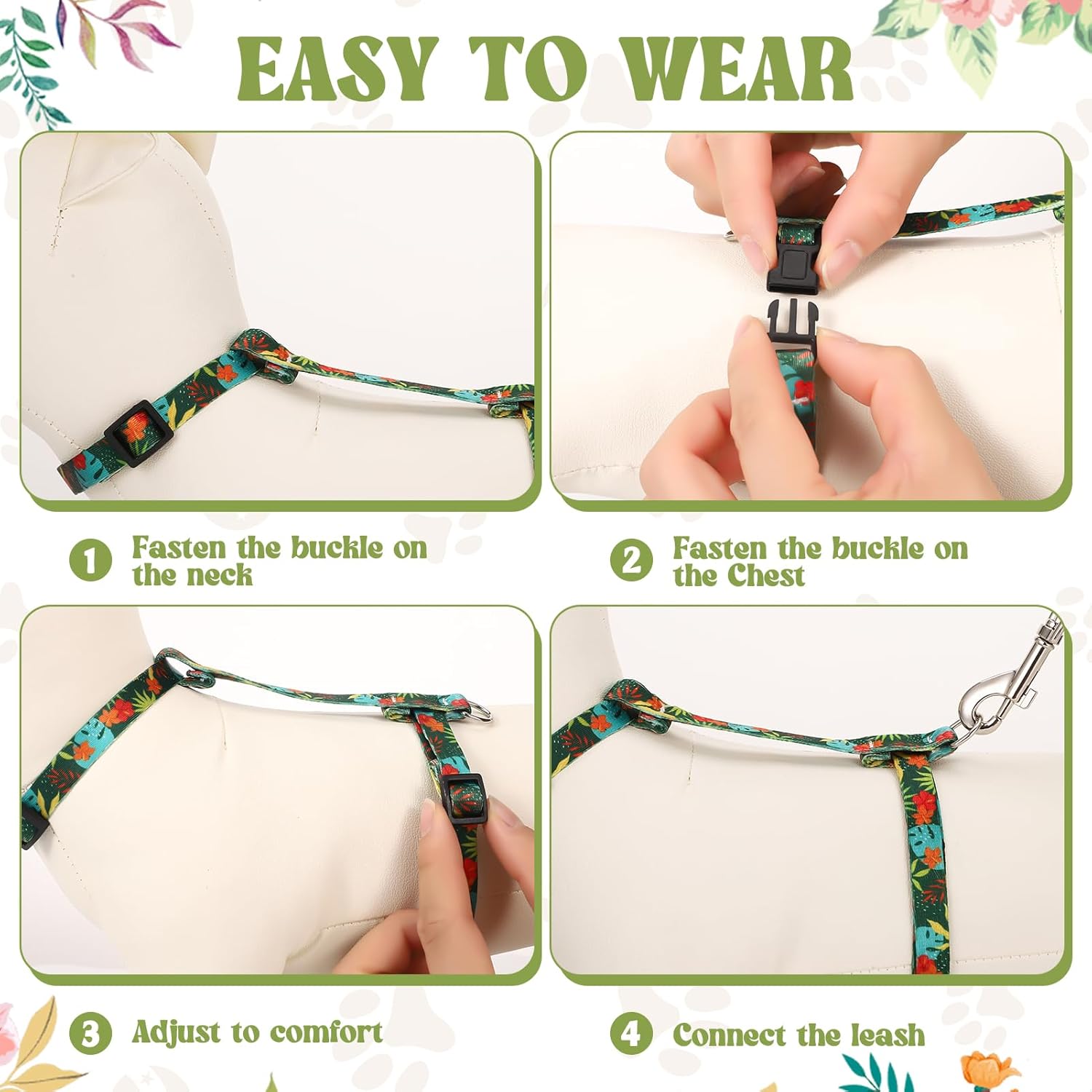 2 Pack Cat Harness and Leash Set - Escape Proof Adjustable Cat Harness, Outdoor Travel Harness for Cats & Kittens