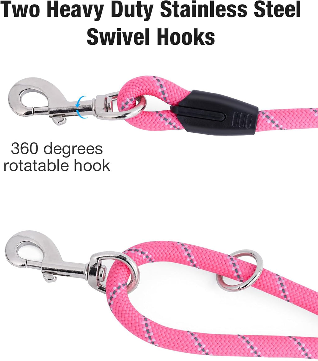 (2 Pack) Long Dog Leash for Dog Training 16FT/20FT/30FT/50FT, Reflective Heavy Duty Dog Lead for Large Medium Small Dogs Outside Walking, Playing, Camping, or Yard,Orange&Pink 30FT