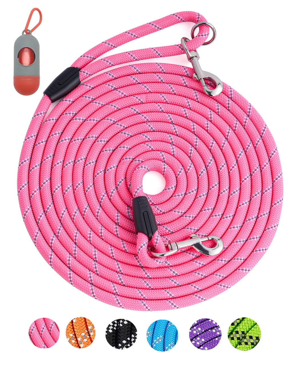 (2 Pack) Long Dog Leash for Dog Training 16FT/20FT/30FT/50FT, Reflective Heavy Duty Dog Lead for Large Medium Small Dogs Outside Walking, Playing, Camping, or Yard,Orange&Pink 30FT