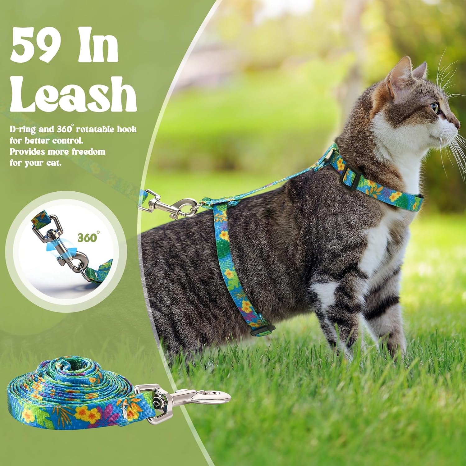 2 Pack Cat Harness and Leash Set - Escape Proof Adjustable Cat Harness, Outdoor Travel Harness for Cats & Kittens