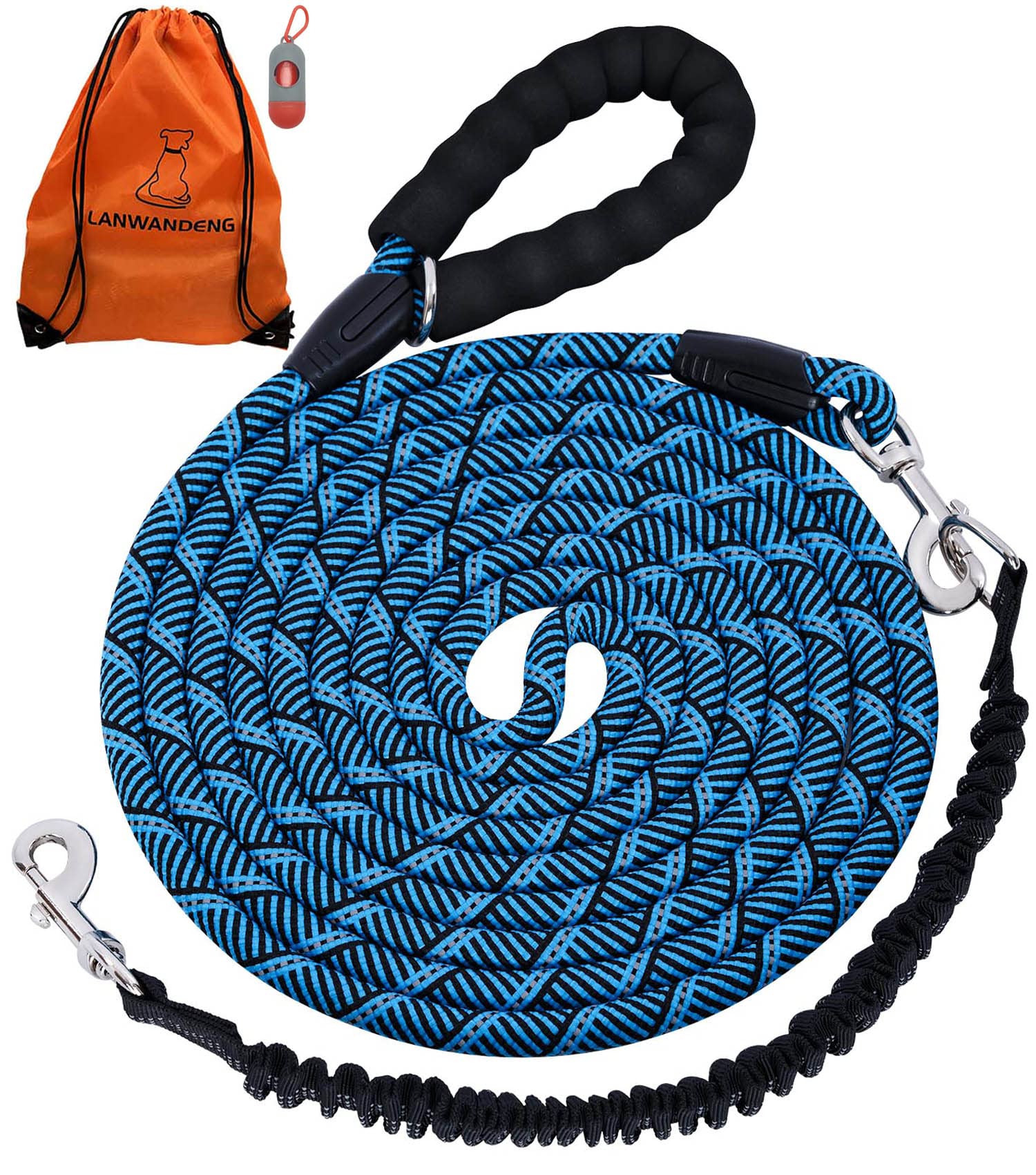 (2 Pack) Long Dog Leash for Dog Training 16FT/20FT/30FT/50FT, Reflective Heavy Duty Dog Lead for Large Medium Small Dogs Outside Walking, Playing, Camping, or Yard,Orange&Pink 30FT