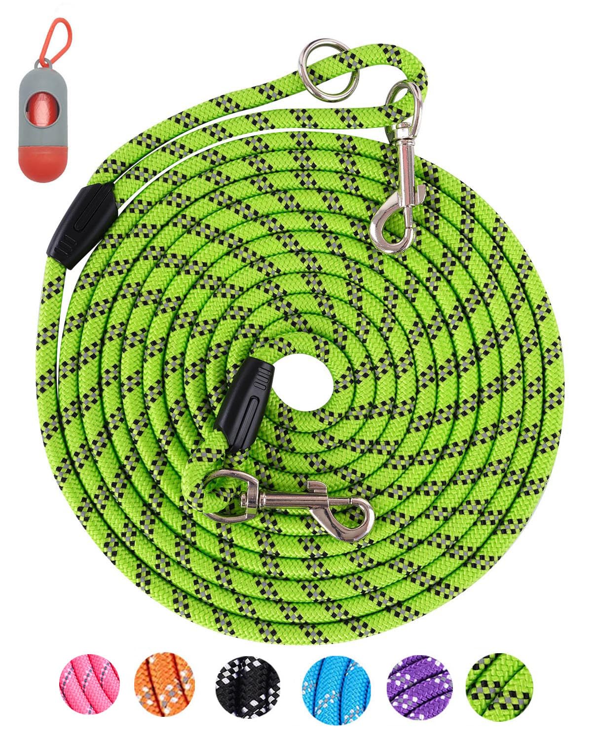 (2 Pack) Long Dog Leash for Dog Training 16FT/20FT/30FT/50FT, Reflective Heavy Duty Dog Lead for Large Medium Small Dogs Outside Walking, Playing, Camping, or Yard,Orange&Pink 30FT