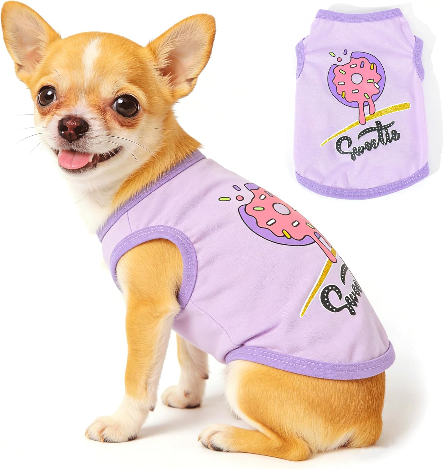 3 Pieces Dog Clothes for Small Dogs Girl Cute Small Dog Shirts Spring Summer Soft Puppy Outfits Clothing Pet T Shirts Yorkie Chihuahua Clothes XS (Pink,Rose,Purple, XSmall)