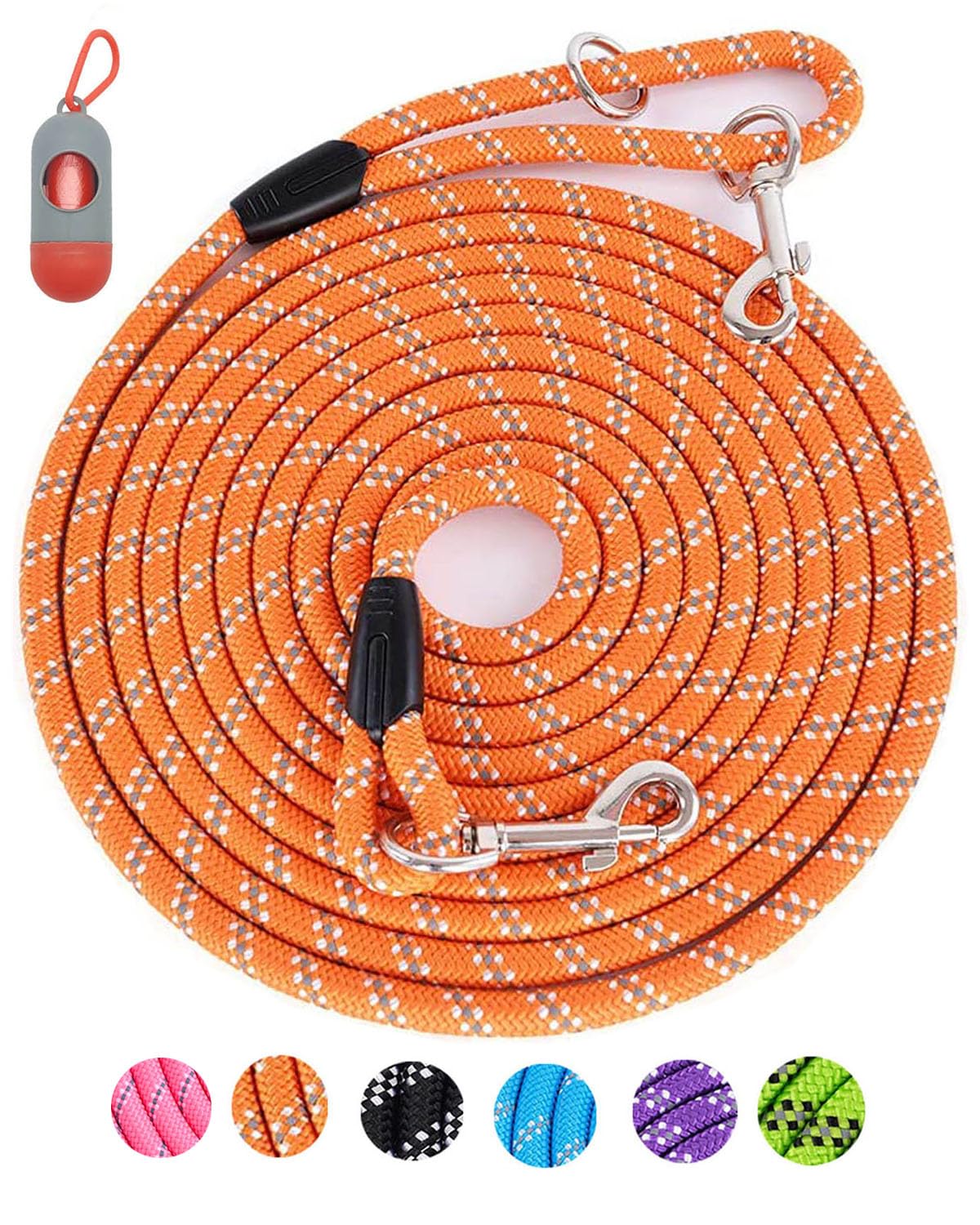 (2 Pack) Long Dog Leash for Dog Training 16FT/20FT/30FT/50FT, Reflective Heavy Duty Dog Lead for Large Medium Small Dogs Outside Walking, Playing, Camping, or Yard,Orange&Pink 30FT