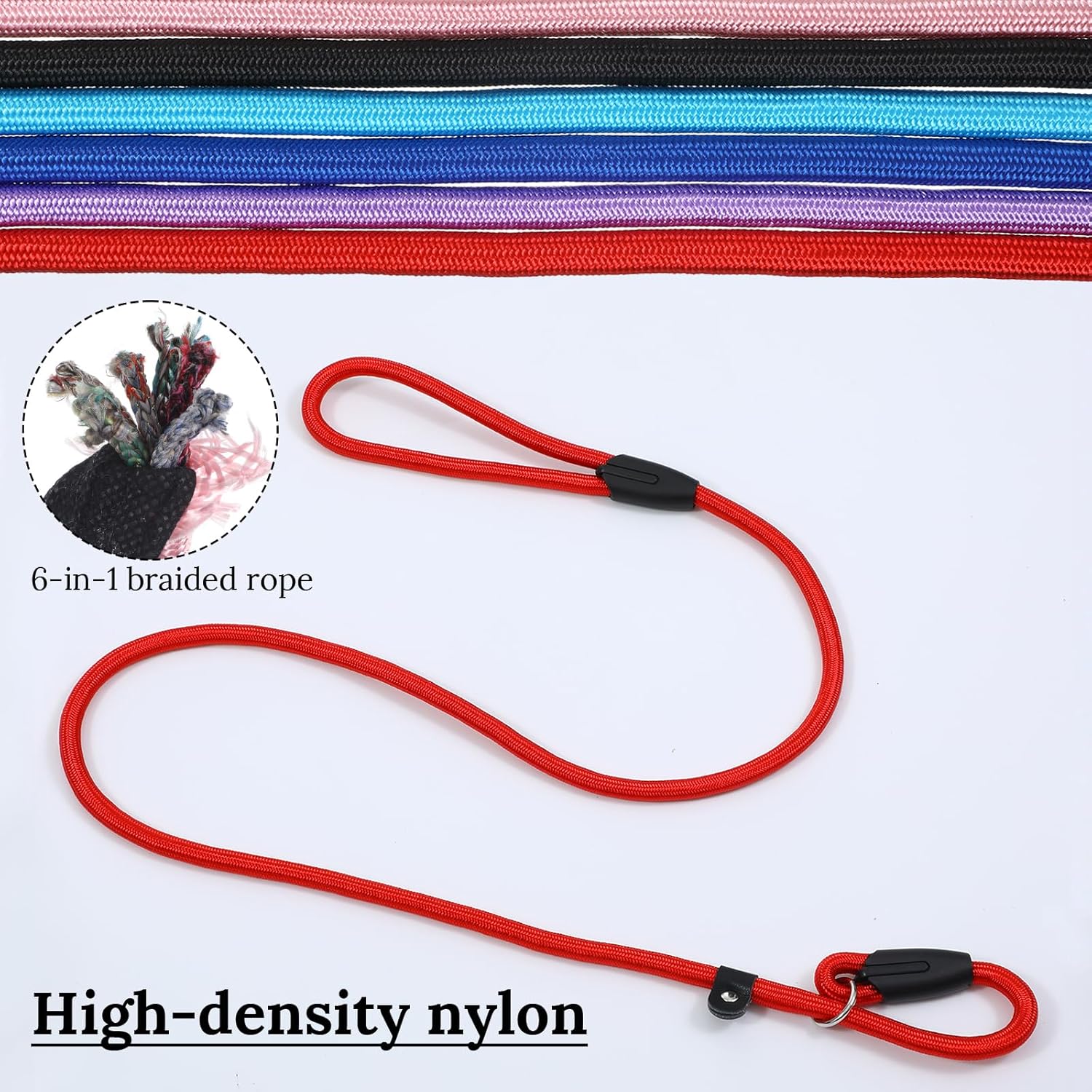 18PCS Dog Slip Lead Adjustable Nylon Leads 6 Colors Easy On/Off No-Pull Slip Leash for Dogs Slips Leads Dog Rope Leash for Walking & Training-4.5FT