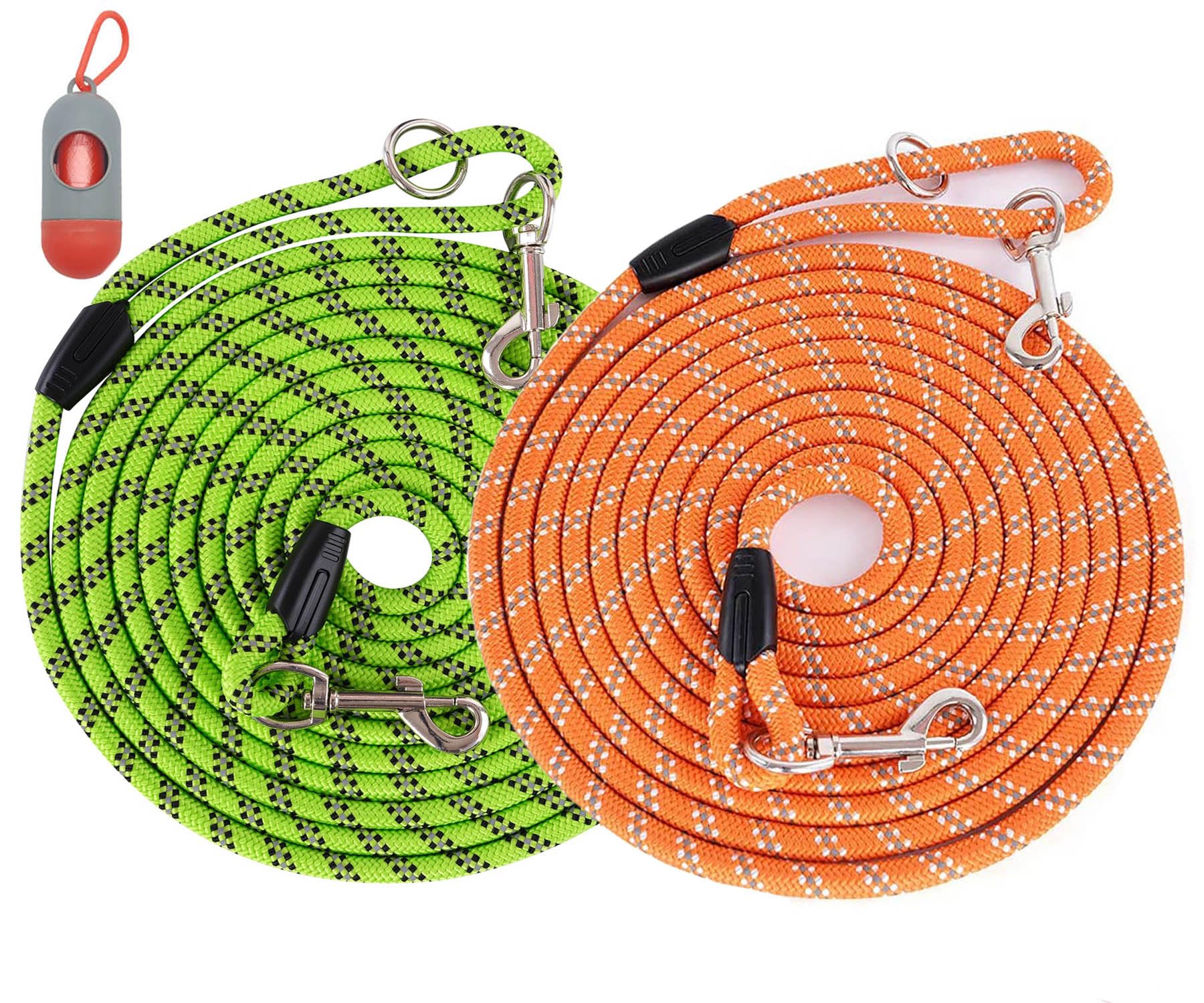 (2 Pack) Long Dog Leash for Dog Training 16FT/20FT/30FT/50FT, Reflective Heavy Duty Dog Lead for Large Medium Small Dogs Outside Walking, Playing, Camping, or Yard,Orange&Pink 30FT