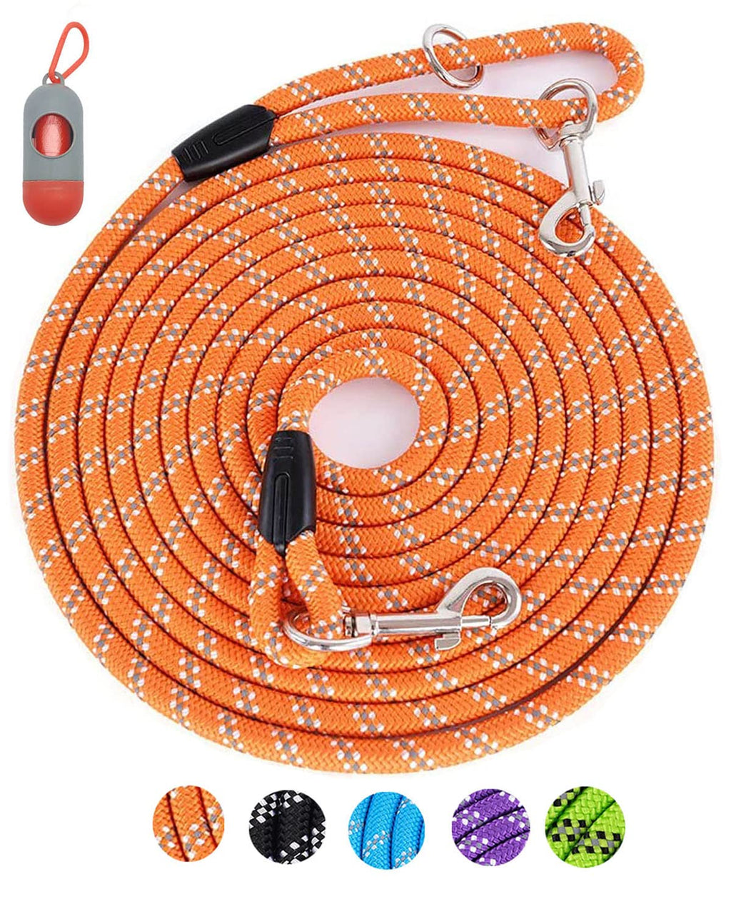 (2 Pack) Long Dog Leash for Dog Training 16FT/20FT/30FT/50FT, Reflective Heavy Duty Dog Lead for Large Medium Small Dogs Outside Walking, Playing, Camping, or Yard,Orange&Pink 30FT
