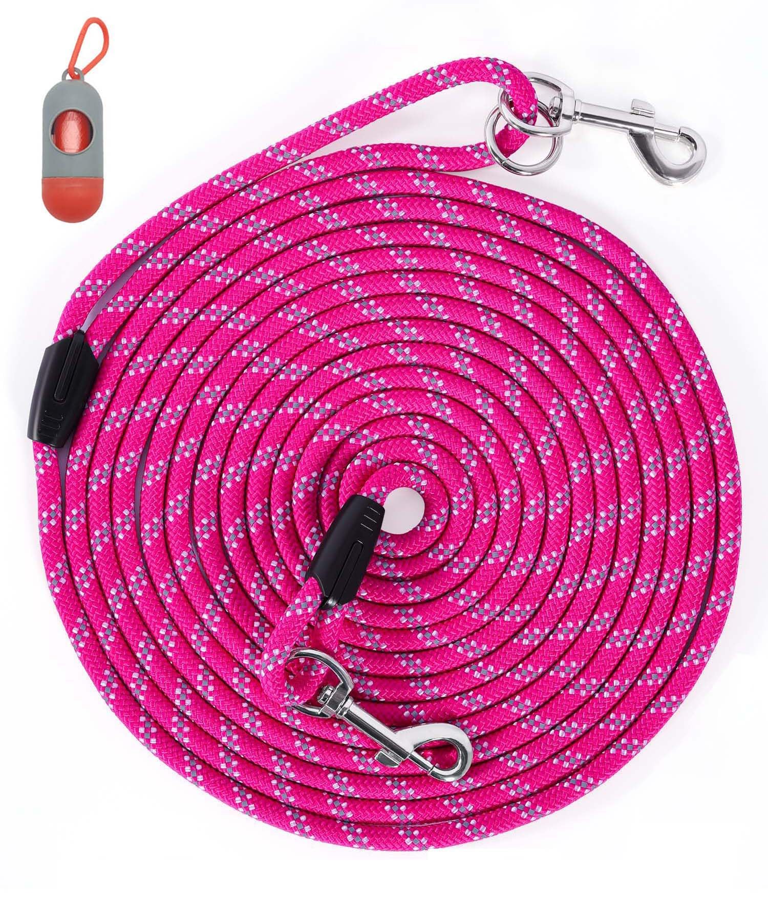 (2 Pack) Long Dog Leash for Dog Training 16FT/20FT/30FT/50FT, Reflective Heavy Duty Dog Lead for Large Medium Small Dogs Outside Walking, Playing, Camping, or Yard,Orange&Pink 30FT