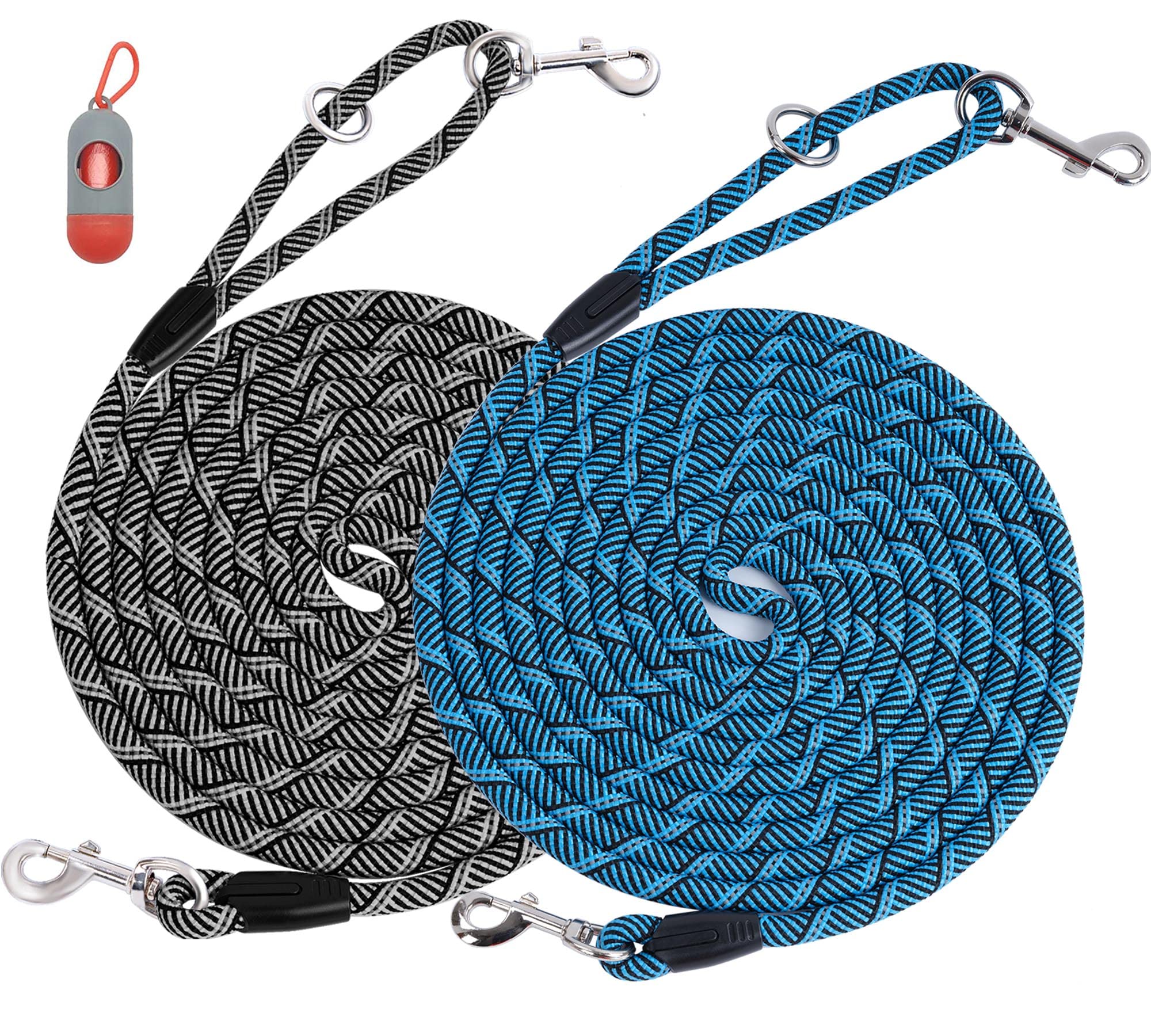 (2 Pack) Long Dog Leash for Dog Training 16FT/20FT/30FT/50FT, Reflective Heavy Duty Dog Lead for Large Medium Small Dogs Outside Walking, Playing, Camping, or Yard,Orange&Pink 30FT